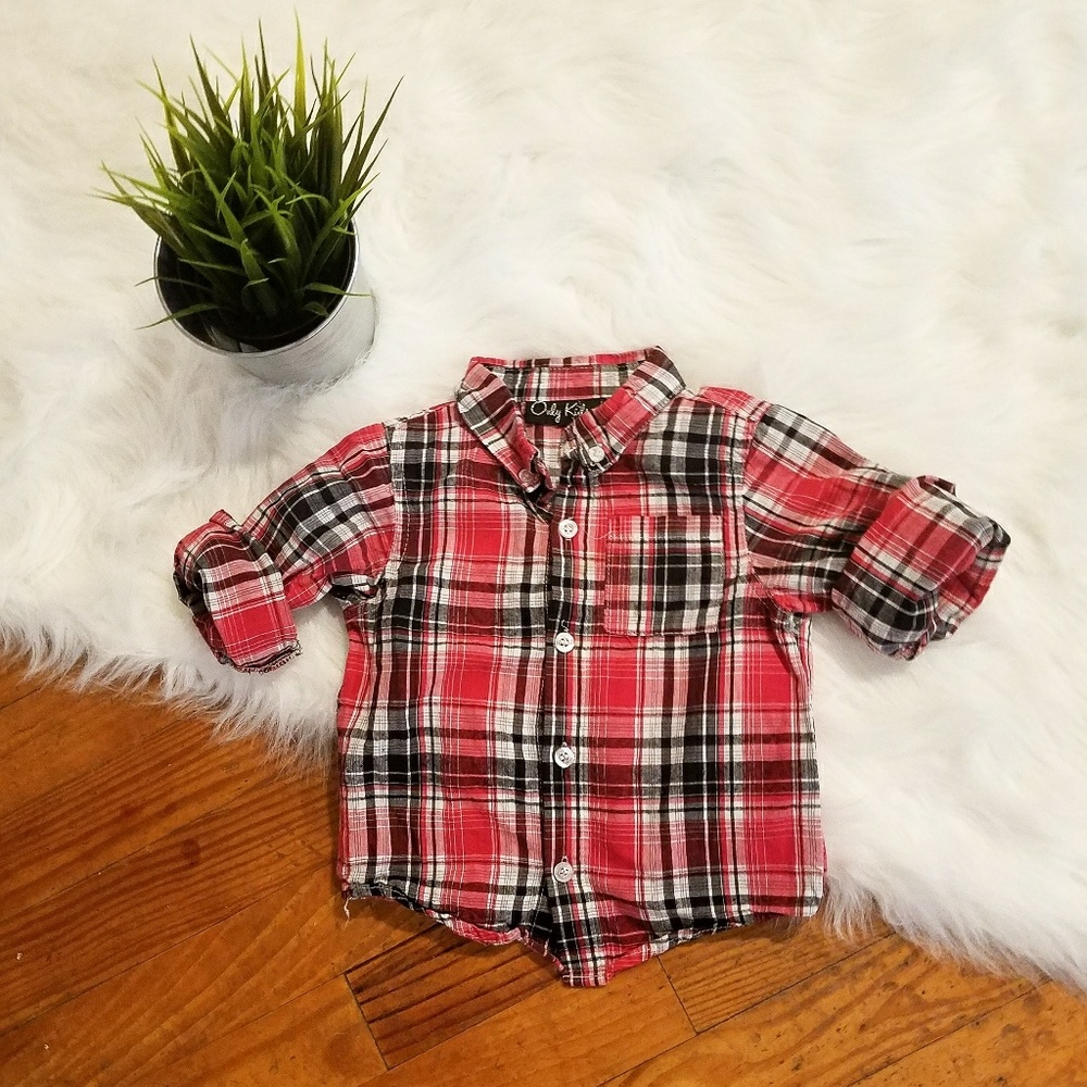 Youngest hipster plaid shirt button up 24m